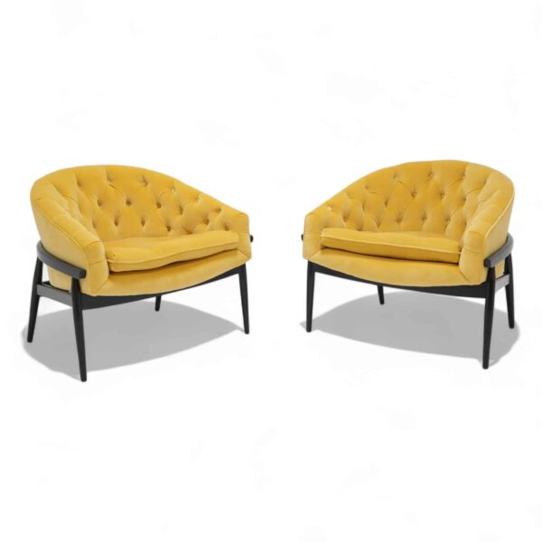 Yellow Velvet and Black Lacquer chairs